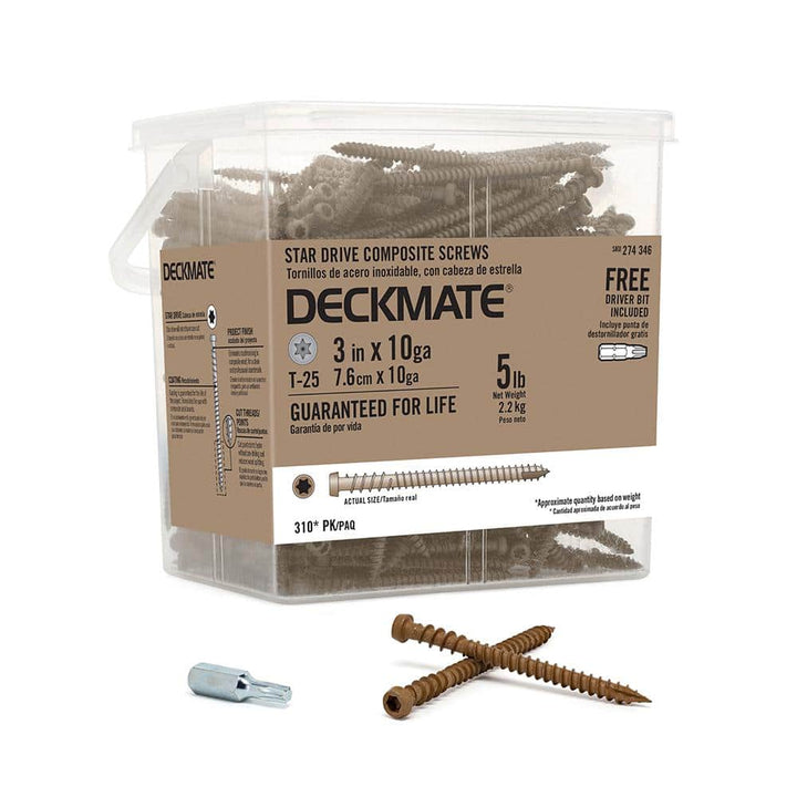 DECKMATE #10 x 2-1/2 in. Brown Star Pan-Head Composite Deck Screws 5 lbs.-Box (375-Piece)
