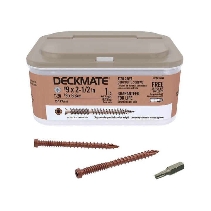 DECKMATE #9 x 2-1/2 in. Self-Starting Star-Drive Bugle Head Red Composite Deck Screws 1 lbs. box(73 pcs)