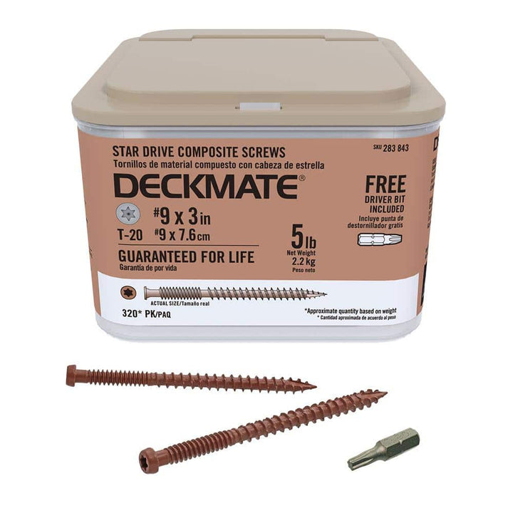 DECKMATE #9 x 3 in. Self-Starting Star-Drive Bugle Head Red Composite Deck Screws 5 lbs. box (325 pcs)