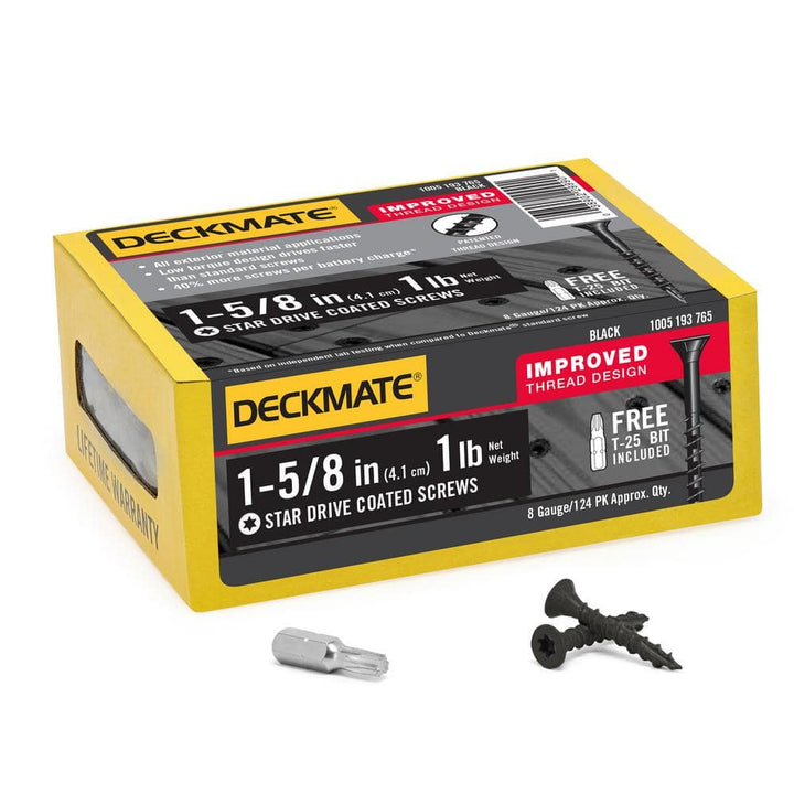 DECKMATE #8 1-5/8 in. Black Exterior Self-Starting Star Drive Flat Head Deck Screw 1 lb.-Box (124-Piece)