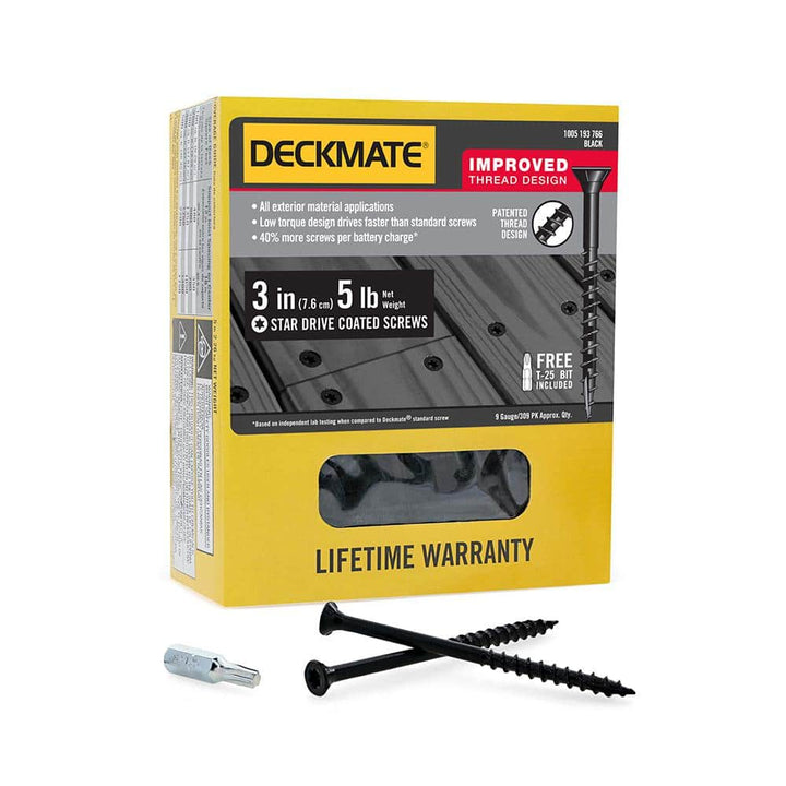 DECKMATE #9 3 in. Black Exterior Self-Starting Star Drive Flat-Head Deck Screw 5 lbs.-Box (365-Piece)