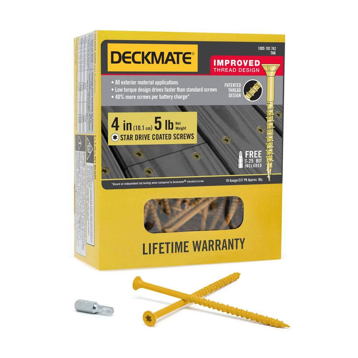 DECKMATE #10 x 4 in. Tan Flat Head Square Drive Deck Screw 5 lbs.-Box (237-Piece)