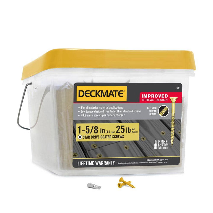 DECKMATE #8 x 1-5/8 in. Tan Star Flat Head Wood Deck Screw 25 lbs. Box (3096-Pieces)