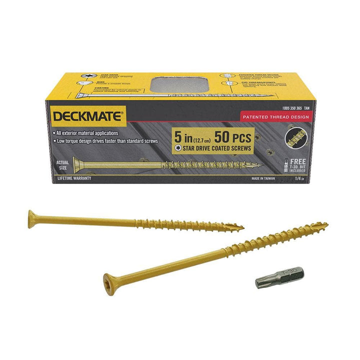 DECKMATE #10 x 5 in. Star Flat-Head Wood Deck Screws (50-Count)