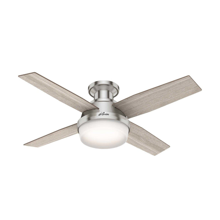 Hunter Dempsey 44-in Brushed Nickel LED Indoor Flush Mount Ceiling Fan with Remote, 4-Blade
