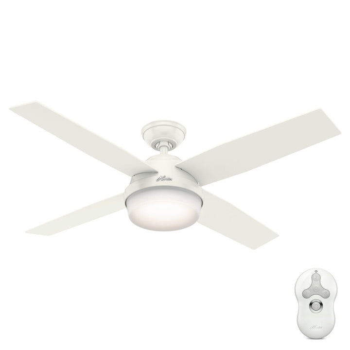 Hunter Dempsey 52-in White LED Indoor/Outdoor Ceiling Fan with Remote (4-Blade)