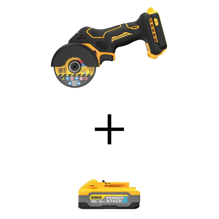 DEWALT 20V XR Lithium-Ion Cordless 3 in. Cut-Off Tool with POWERSTACK 20V 5.0Ah Battery Pack