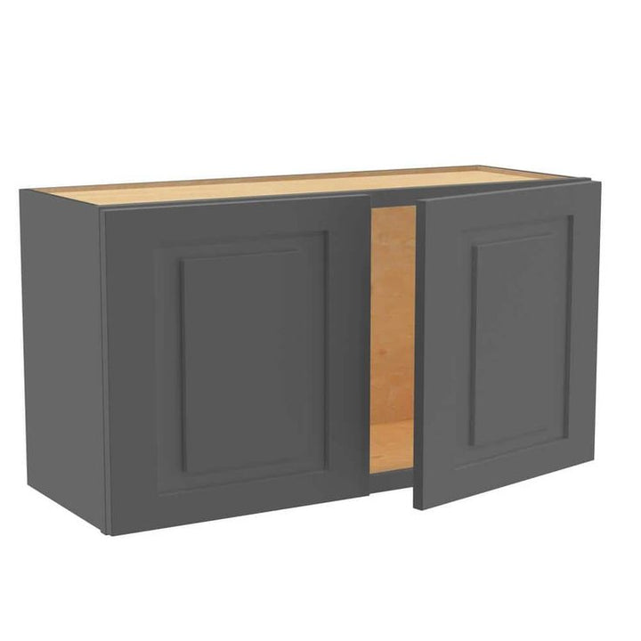 Home Decorators Collection Grayson 33 in. W x 12 in. D x 18 in. H Assembled Plywood Wall Bridge Kitchen Cabinet in Deep Onyx with Soft Close