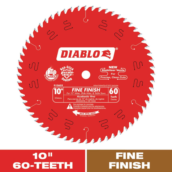 Diablo Fine Finish Circular Saw Blade for Wood 10" 60 Teeth
