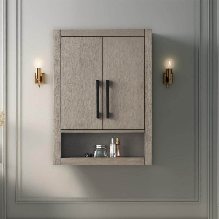 Vanity Art 24 in. W x 8 in. D x 33 in. H Bathroom Storage Wall Cabinet in Driftwood Gray/MB