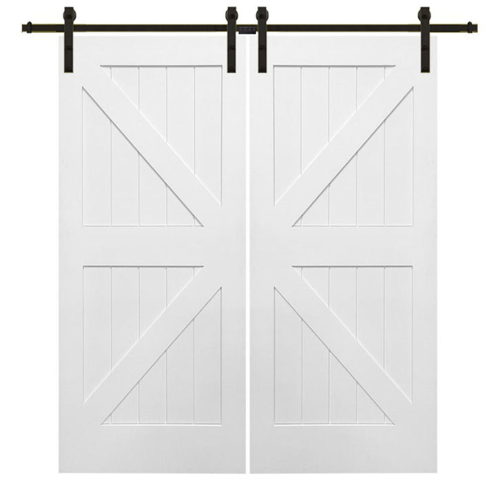72 in. x 84 in. Primed K-Plank MDF Sliding Barn Door with Hardware Kit - Super Arbor