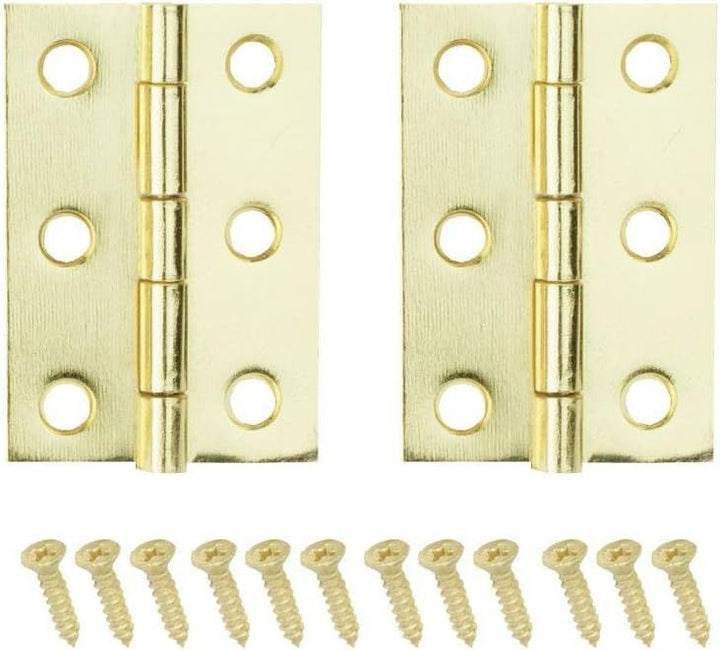 2 in. x 1-3/16 in. Bright Brass Middle Hinges