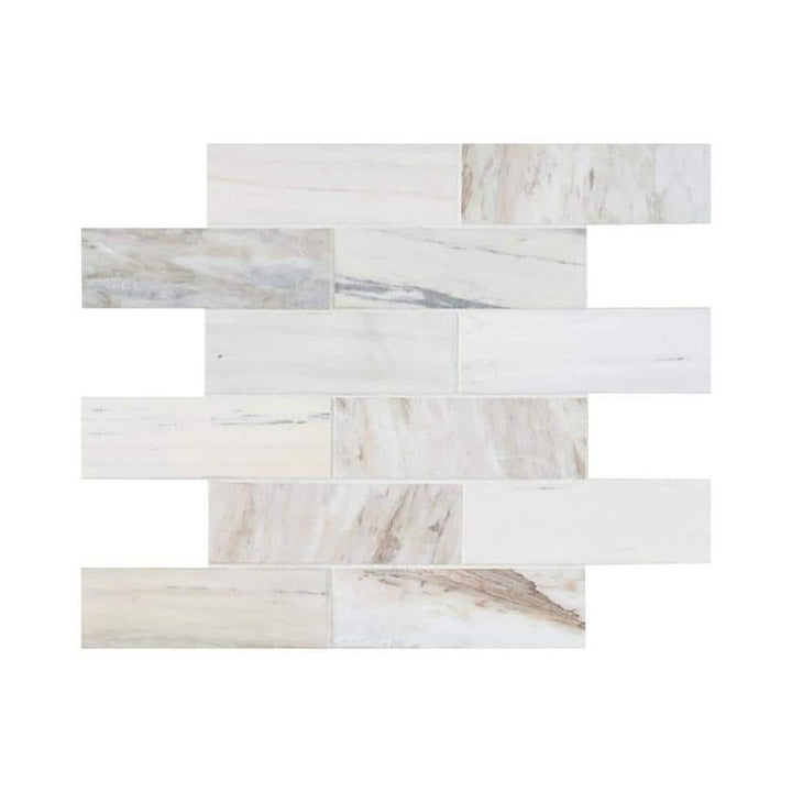 MSI Angora Subway 11.81 in x 11.81 in. x 10mm Polished Marble Mesh-Mounted Mosaic Tile (9.7 sq. ft. / case)