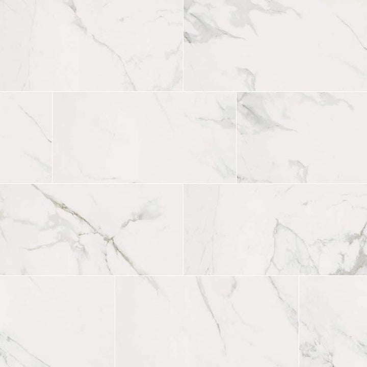MSI 12 in. x 24 in. Carrara Polished Porcelain Floor and Wall Tile (16 sq. ft./case)