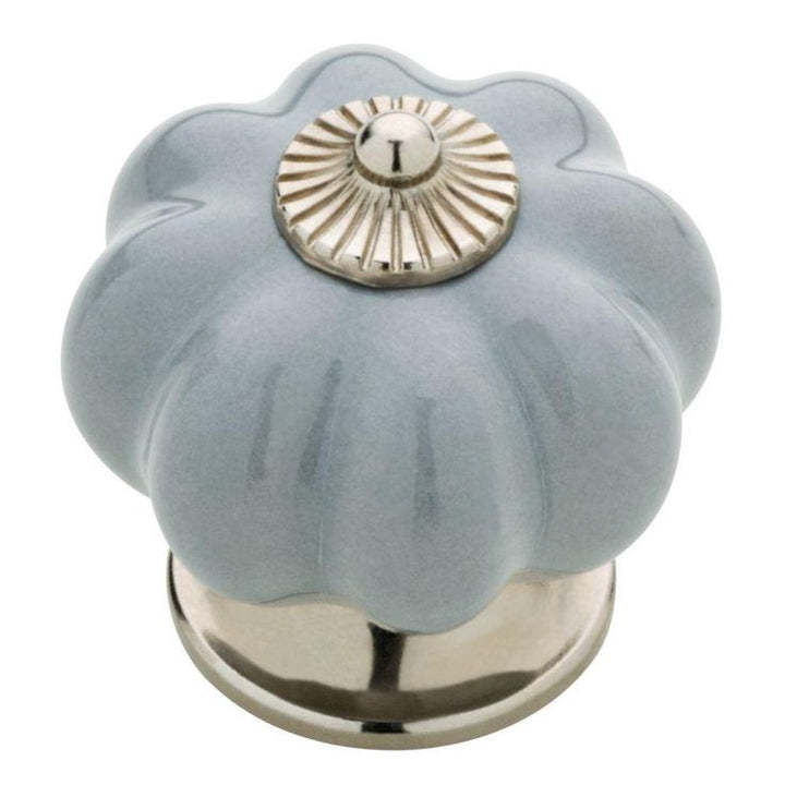1-1/2 in. (38mm) Chrome and Gray Ceramic Melon Cabinet Knob