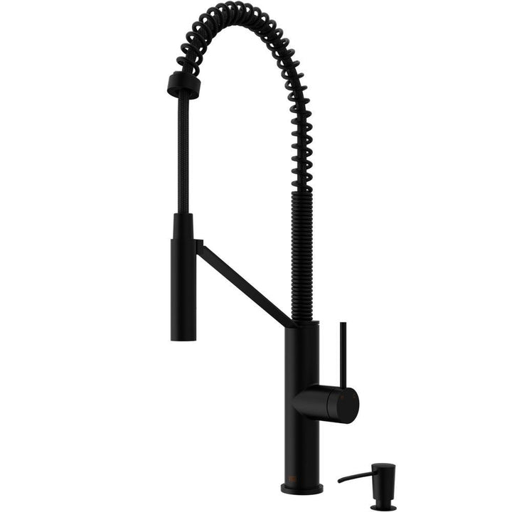 Livingston Single-Handle Pull-Down Sprayer Kitchen Faucet with Soap Dispenser in Matte Black - Super Arbor