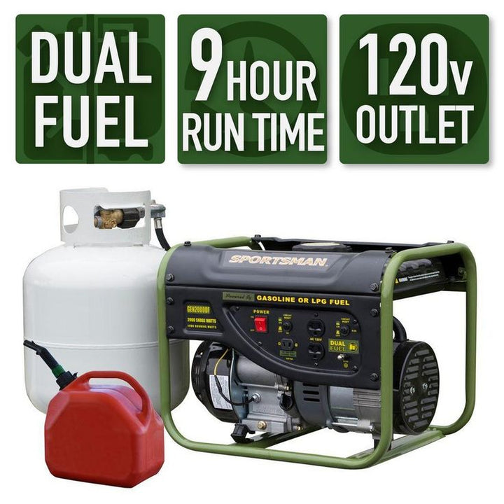 Sportsman 2,000/1,400-Watt Dual Fuel Powered Portable Generator Runs on LPG or Regular Gasoline
