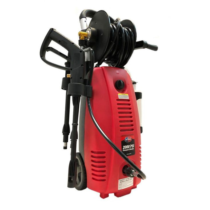 All Power 2000 PSI 1.6 GPM Red Electric Pressure Washer with Hose Reel for Buildings, Walkway, Vehicles and Outdoor Cleaning