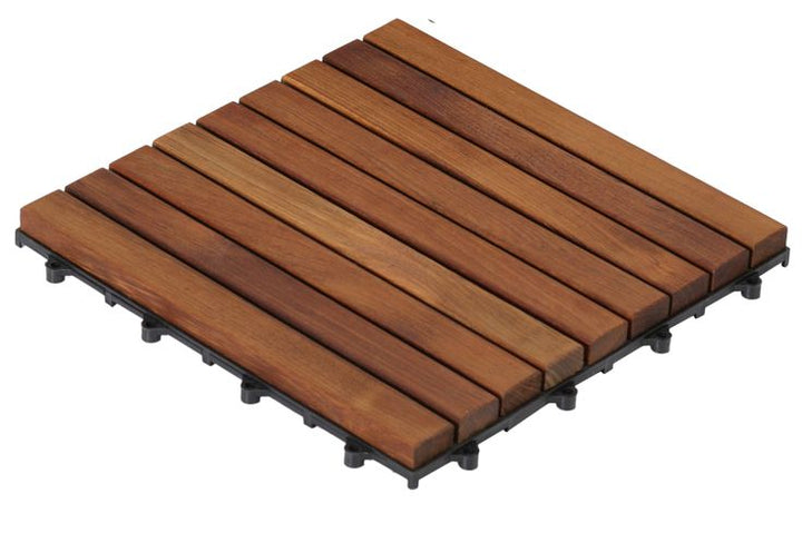 Bare Decor EZ-Floor in Solid Teak Wood, 1 TILE ONLY, Long Slat