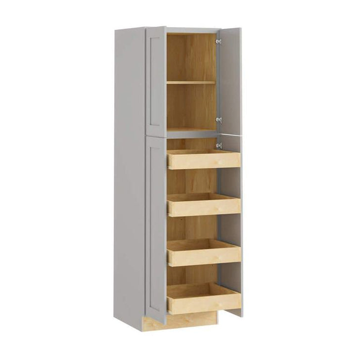 Home Decorators Collection Newport 24 in. W x 24 in. D x 84 in. H Assembled Plywood Pantry Kitchen Cabinet in Pearl Gray with 4ROT Soft Close