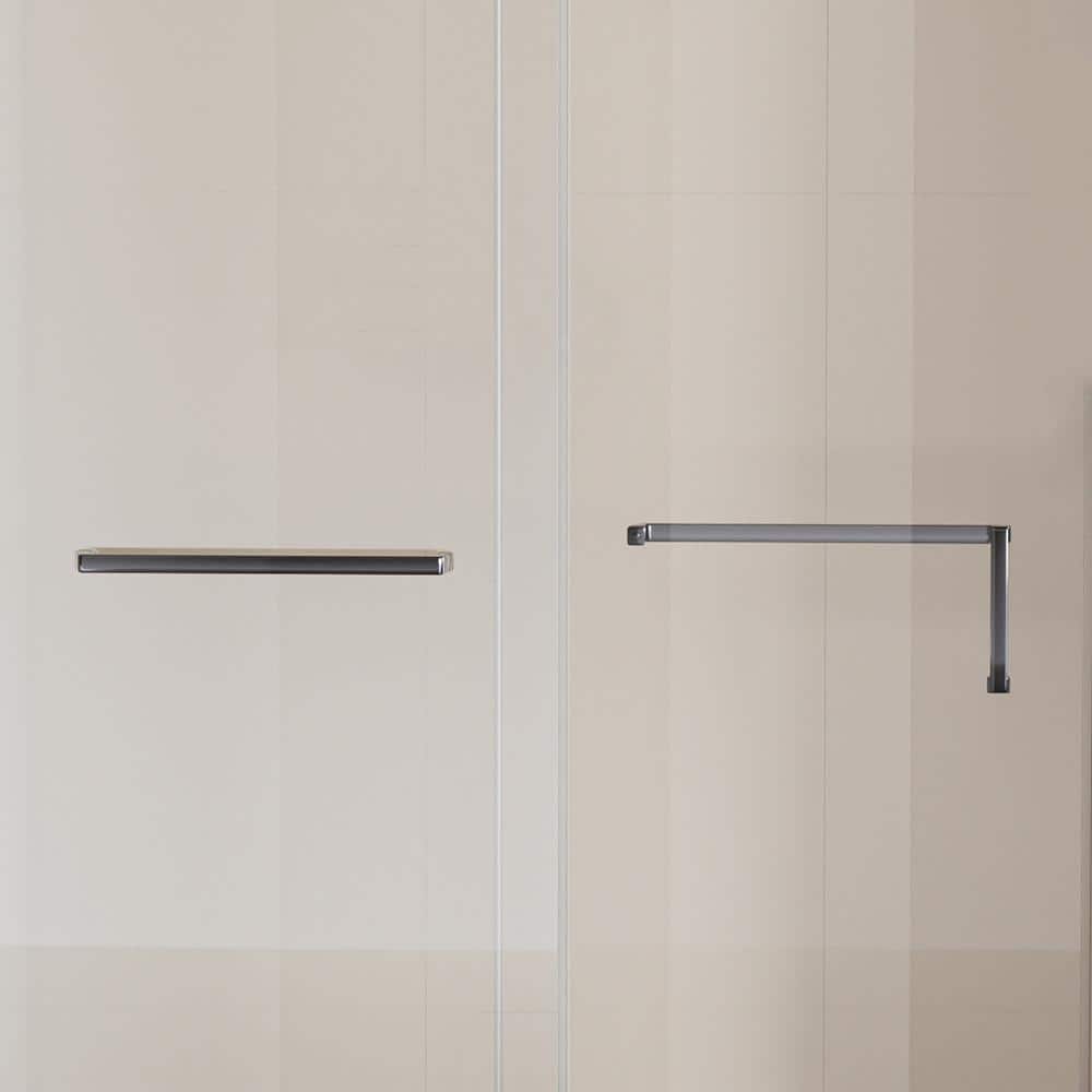 EAKYHOM 60 in. W x 76 in. H Soft Closing Single Sliding Frameless Shower Door in Matte Black Finish with 5/16 in. Tempered Glass