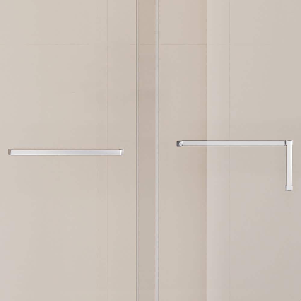 EAKYHOM 60 in. W x 76 in. H Soft Closing Single Sliding Frameless Shower Door in Chrome Finish w/ 5/16 in. Tempered Clear Glass