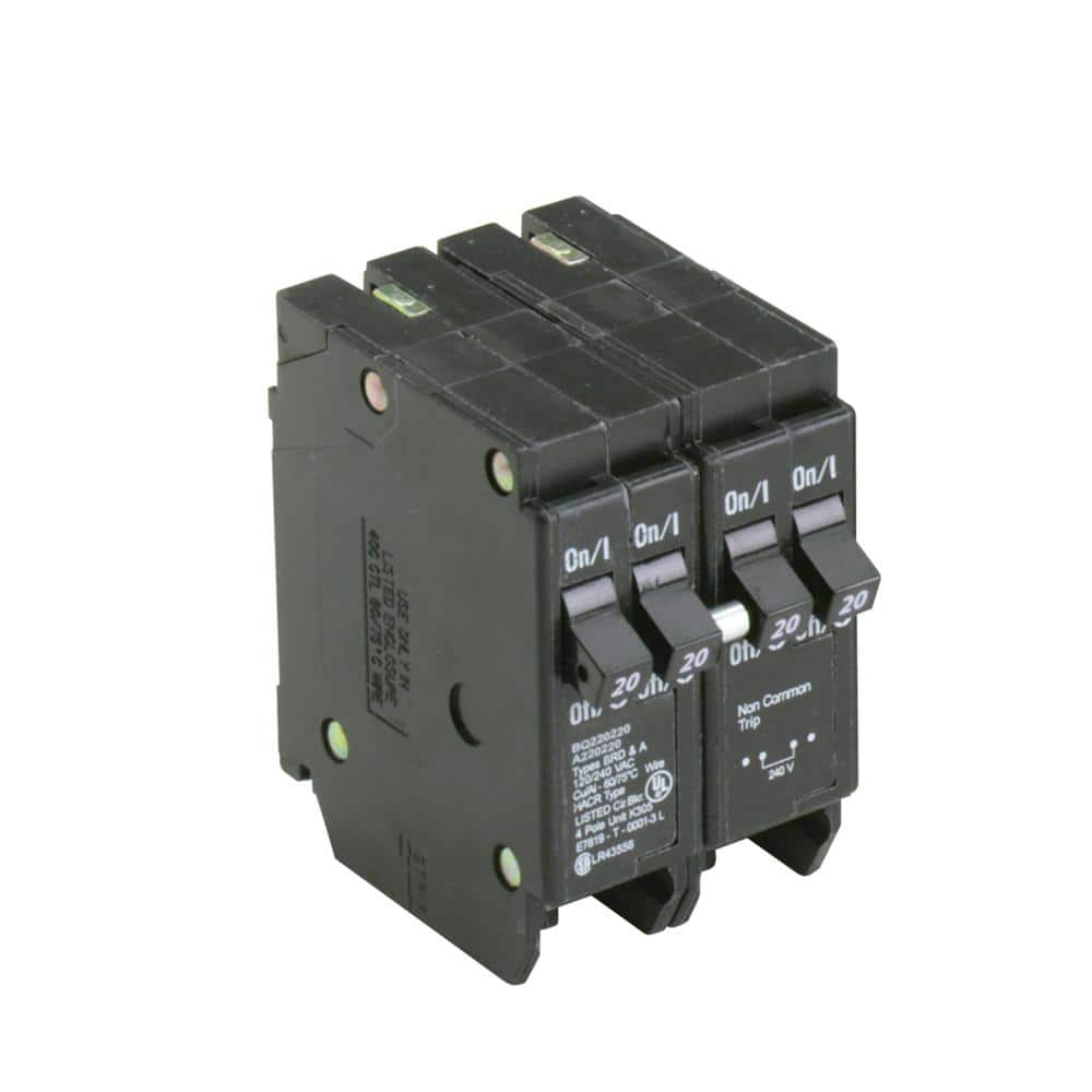 Eaton BR 2-20 Amp 2 Pole BQ (Independent Trip) Quad Circuit Breaker