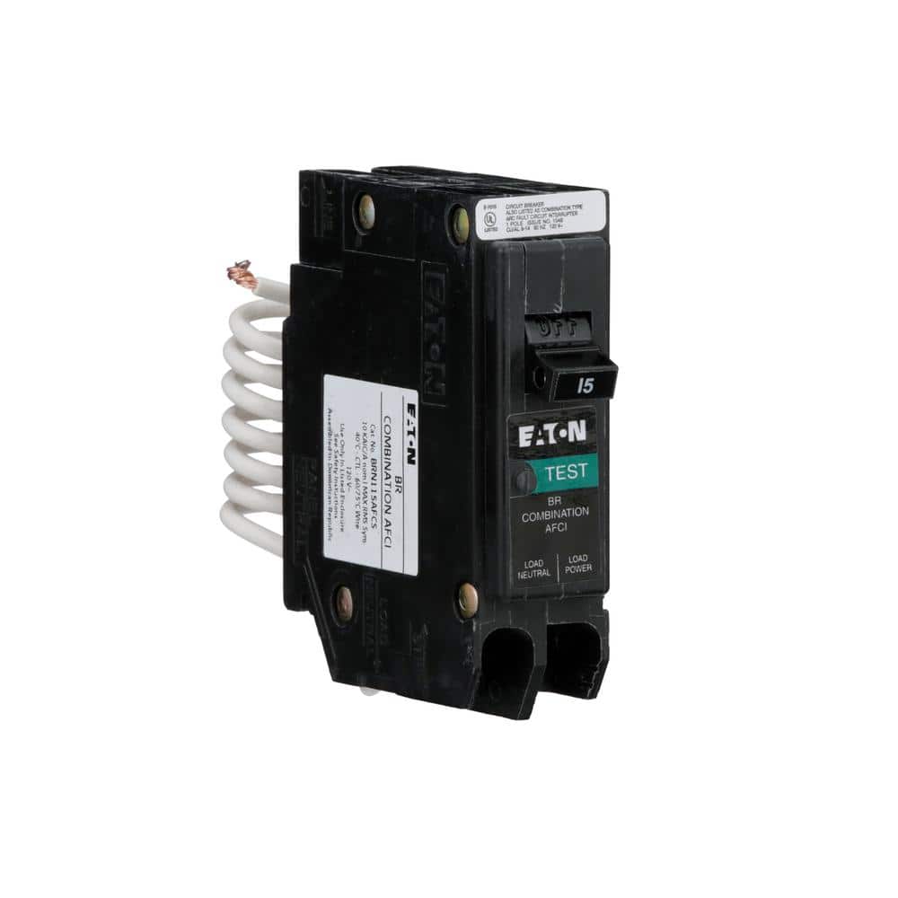 Eaton 15 Amp 120-Volt, Single-Pole AFCI Circuit Breaker Type BR Pigtail Neutral