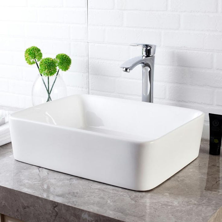 LORDEAR 19 in. x 15 in. Modern Bathroom Rectangle Above in White Porcelain Ceramic Vessel Vanity Sink Art Basin