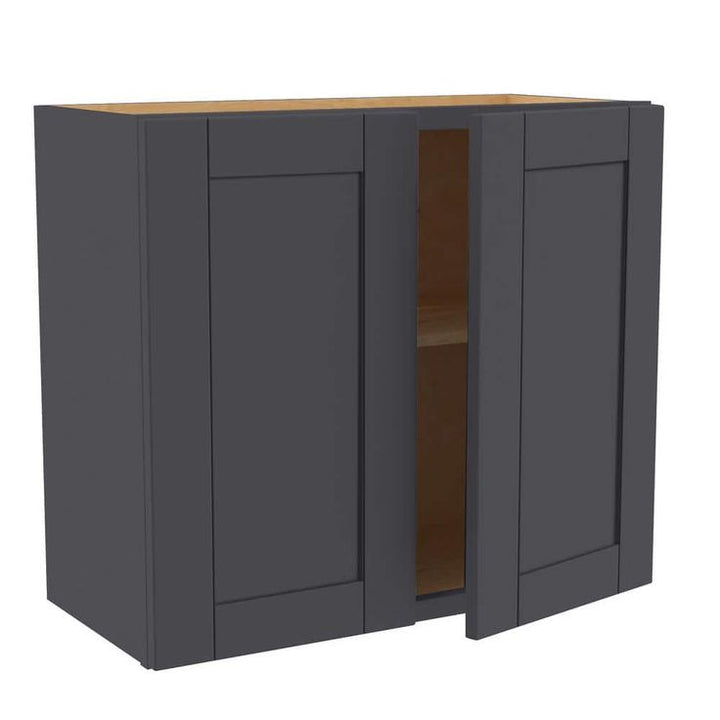 Home Decorators Collection Washington 27 in. W x 12 in. D x 24 in. H Assembled Plywood Wall Kitchen Cabinet in Valiant Onyx with Soft Close Doors