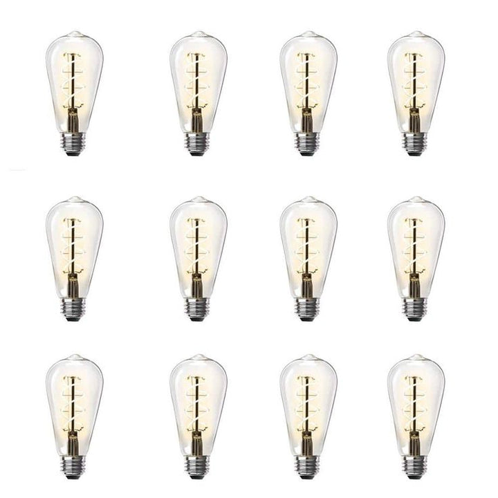 Feit Electric 60-Watt Equivalent ST19 Dimmable Clear Glass Vintage Edison LED Light Bulb with Spiral Filament Warm White (12-Pack)