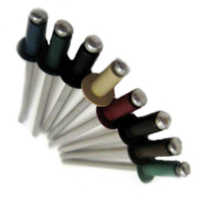 Scrooscoop #42 Painted Open-End Blind Rivets (1/8 in), Pebble Clay, Steel Zinc Plated, 100-Pack