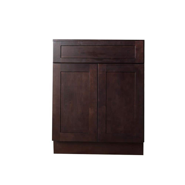 Bremen Cabinetry Bremen Ready to Assemble 30x34.5x24 in. Shaker Base Cabinet with 1-Drawer and 2-Door in Espresso
