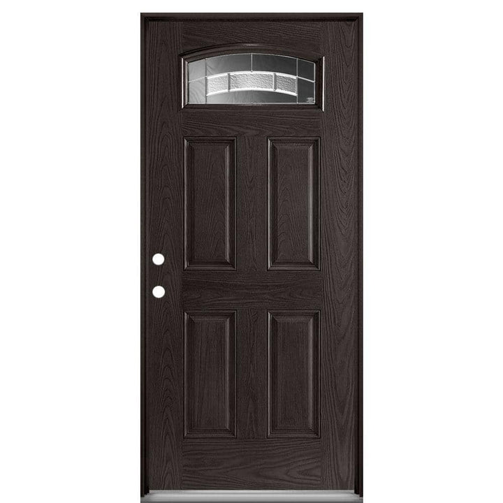 Masonite Croxley Camber Fan Lite 36 in. x 80 in. Right-Hand Oak Grain Espresso Finished Fiberglass Prehung Front Door (No Brickmold)