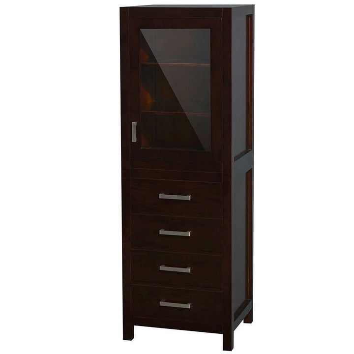 Wyndham Collection Sheffield Bathroom Linen Storage Tower Cabinet, Espresso Finish