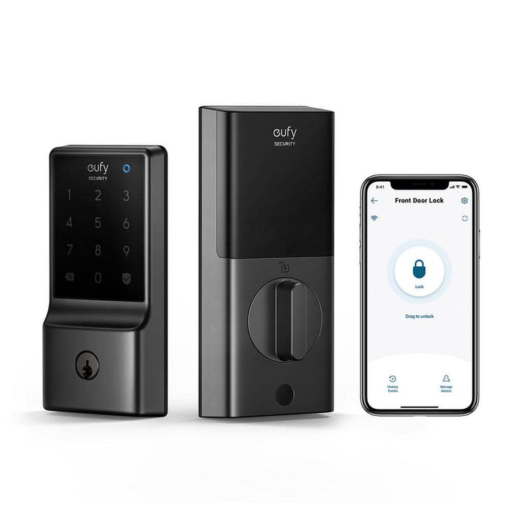 eufy Security C210 Black Smart Lock Wi-Fi with 5-in-1 Ways to Unlock by Mobile App, Keypad, Key, Apple Watch and Smart Assistants