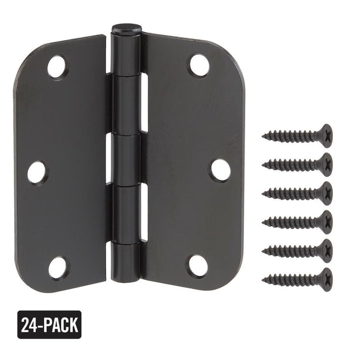 Everbilt 3-1/2 in. x 5/8 in. Radius Oil-Rubbed Bronze Door Hinge Value Pack (24 per Pack)
