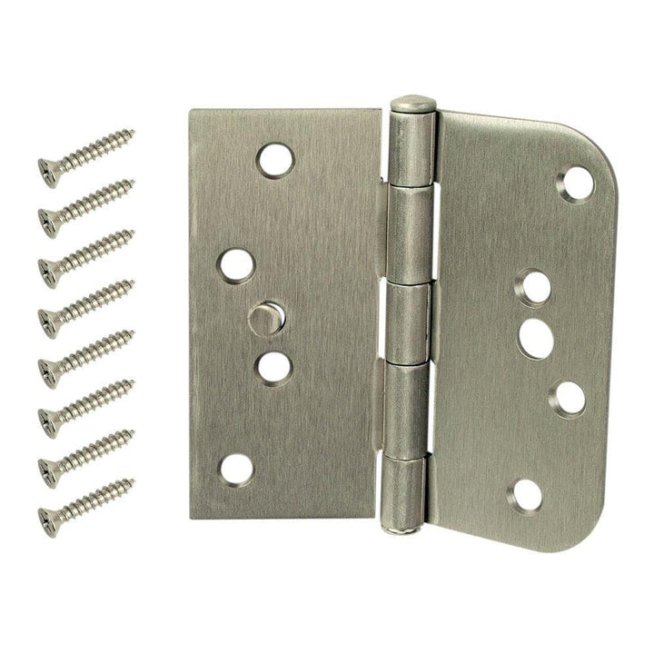 Everbilt 4 in. Satin Nickel Half Square Corner x 5/8 in. Radius Security Door Hinge