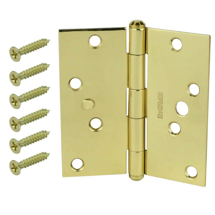 Everbilt 4 in. Solid Brass Square Corner Security Door Hinge