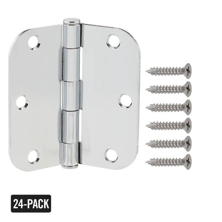 Everbilt 3-1/2 in. x 5/8 in. Radius Chrome Butt Door Hinge Value Pack (24-Pack)