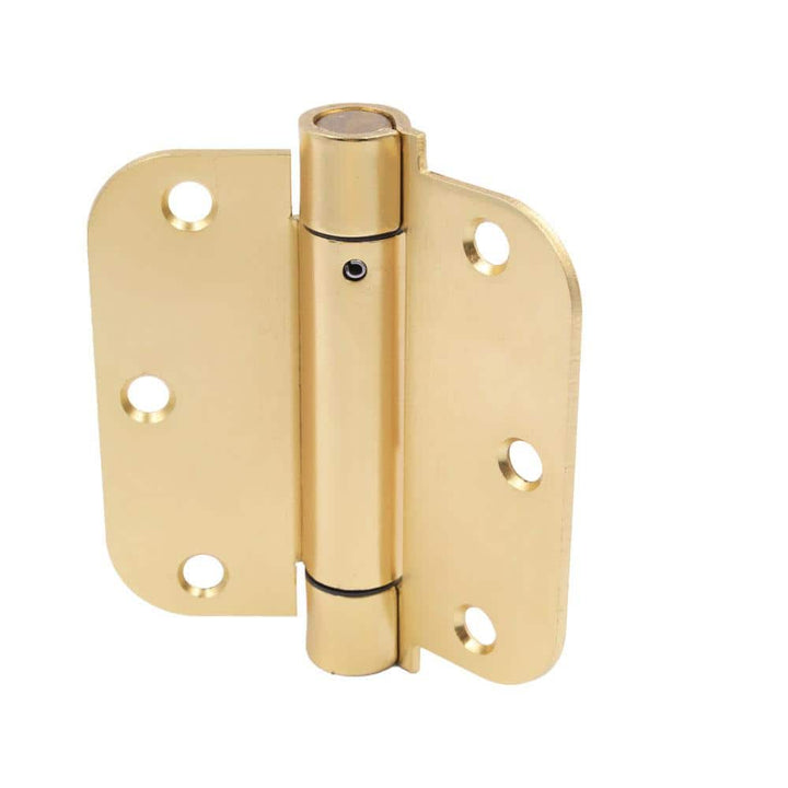 3-1/2 in. Satin Brass 5/8 in. Radius Adjustable Spring Door Hinge