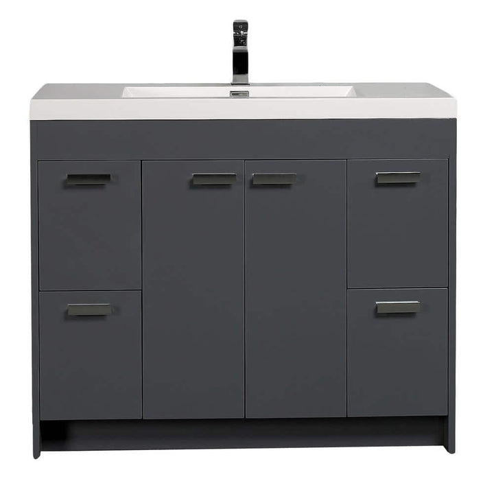 Eviva Lugano 42 in. W x 19 in. D x 36 in. H Single Bath Vanity in Gray with White Acrylic Top and White Integrated Sink