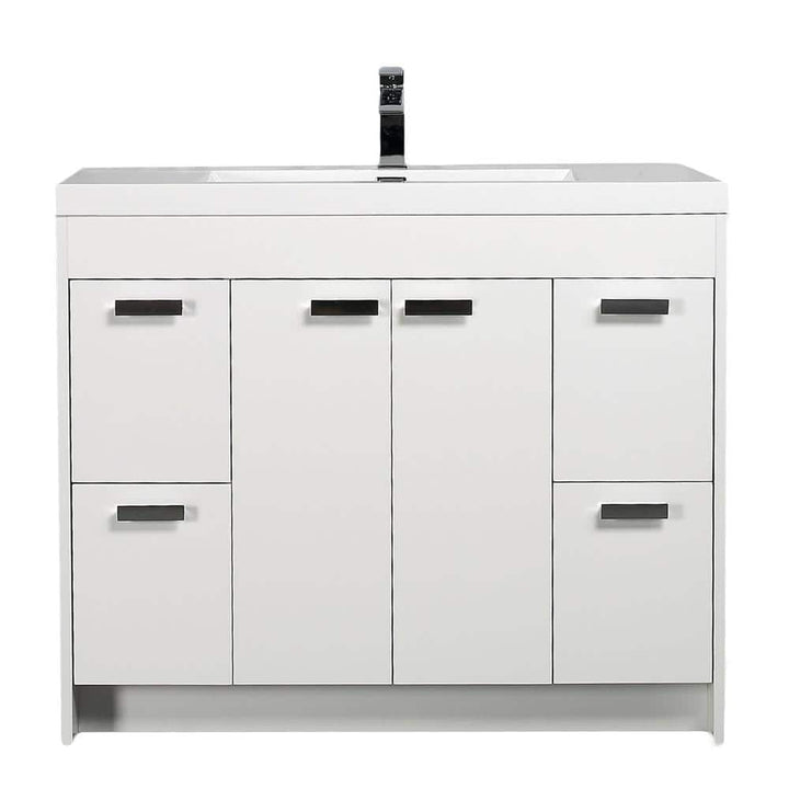 Eviva Lugano 42 in. W x 19 in. D x 36 in. H Single Bath Vanity in White with White Acrylic Top and White Integrated Sink