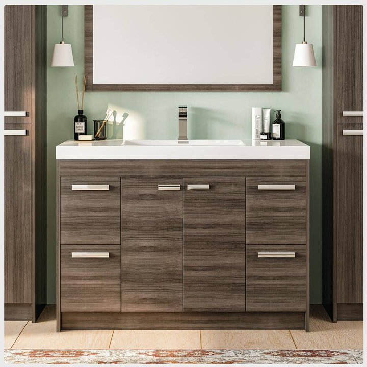 Eviva Lugano 48 in. W x 19 in. D x 36 in. H Single Bath Vanity in Gray Oak with White Acrylic Top and White Integrated Sink