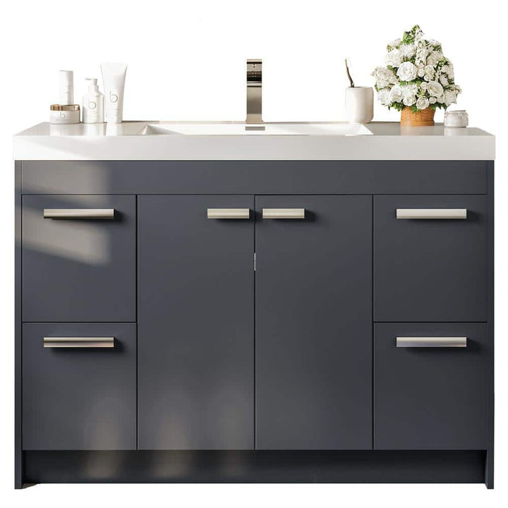 Eviva Lugano 48 in. W x 19 in. D x 36 in. H Single Bath Vanity in Gray with White Acrylic Top and White Integrated Sink