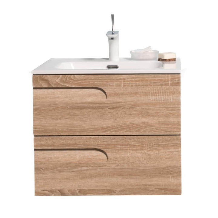 Eviva Joy 24 in. W x 18 in. D x 21 in. H Floating Bathroom Vanity in Maple with White Porcelain Top with White Sink