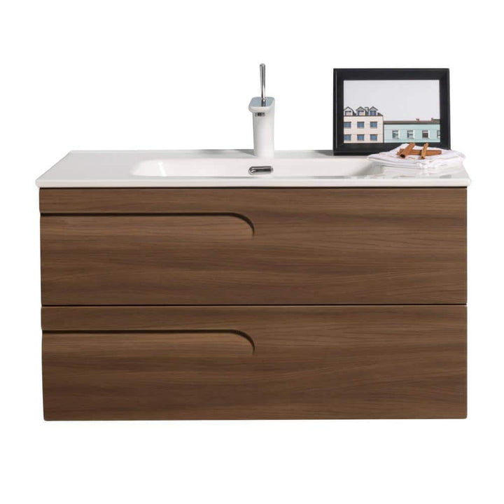Eviva Joy 36 in. W x 18 in. D x 20.5 in. H Floating Bathroom Vanity in Graywood with White Porcelain Top with White Sink