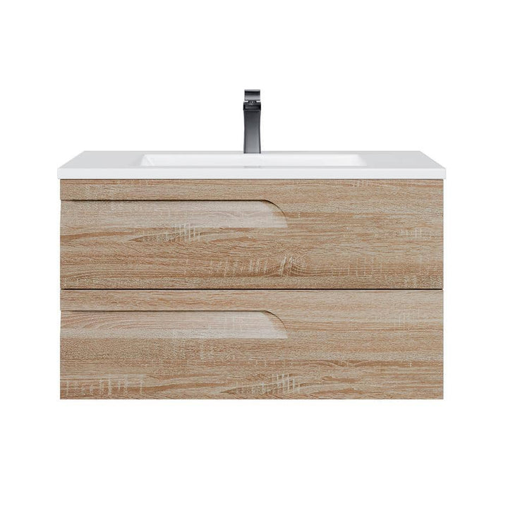 Eviva Joy 36 in. W x 18.25 in. D x 20.5 in. H Single Sink Floating Bath Vanity in Maple with White Porcelain Top