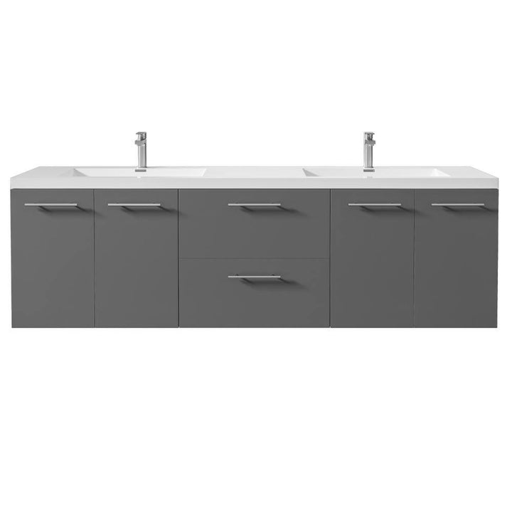 Axis 72 in. W x 20 in. D x 23 in. H Floating Double Sink Bath Vanity in Gray with White Acrylic Top