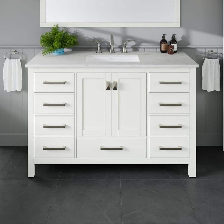 Eviva Aberdeen 42 in. W x 22 in. D x 34 in. H Single Bath Vanity in Espresso with White Carrara Marble Top and White Sink
